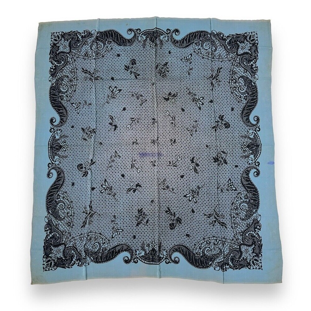 Vintage Black Square Scarf 34.5” X 37.5” Women Paisley Scarve